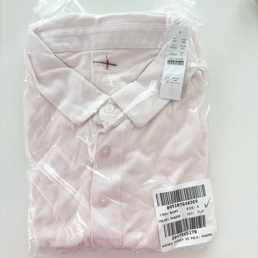 NWT J. Crew Sueded Cotton Polo Shirt Soft Pink